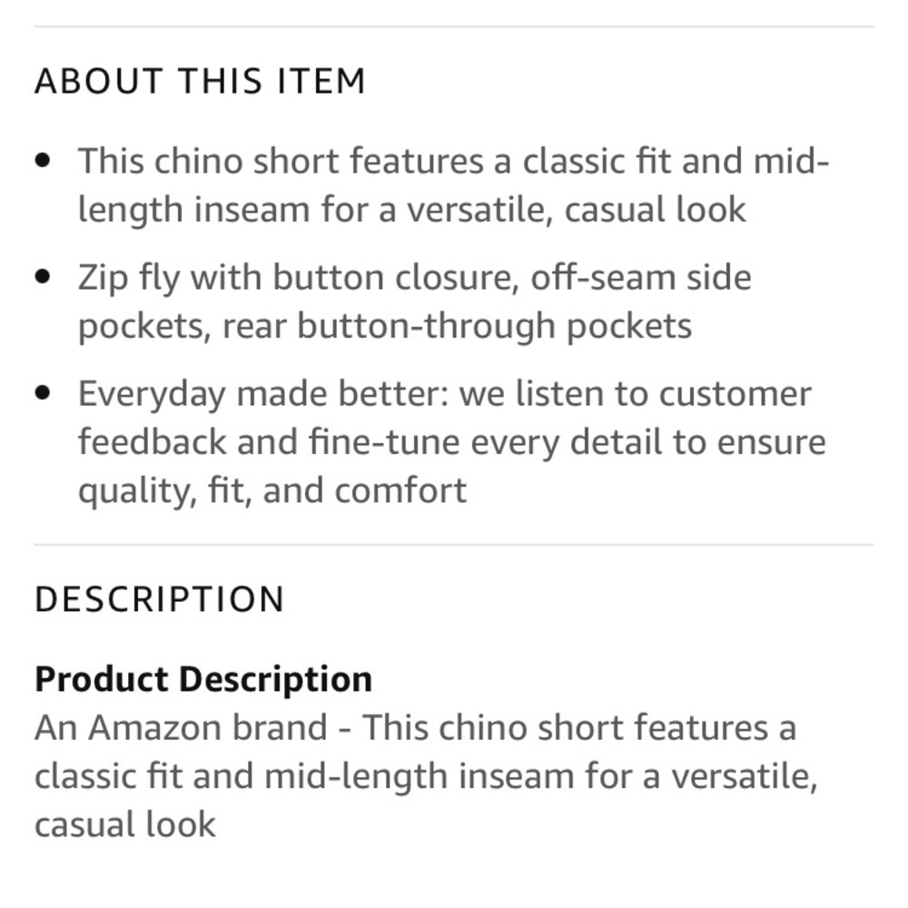 Amazon Essentials men's khaki flat front shorts - Picture 2 of 3